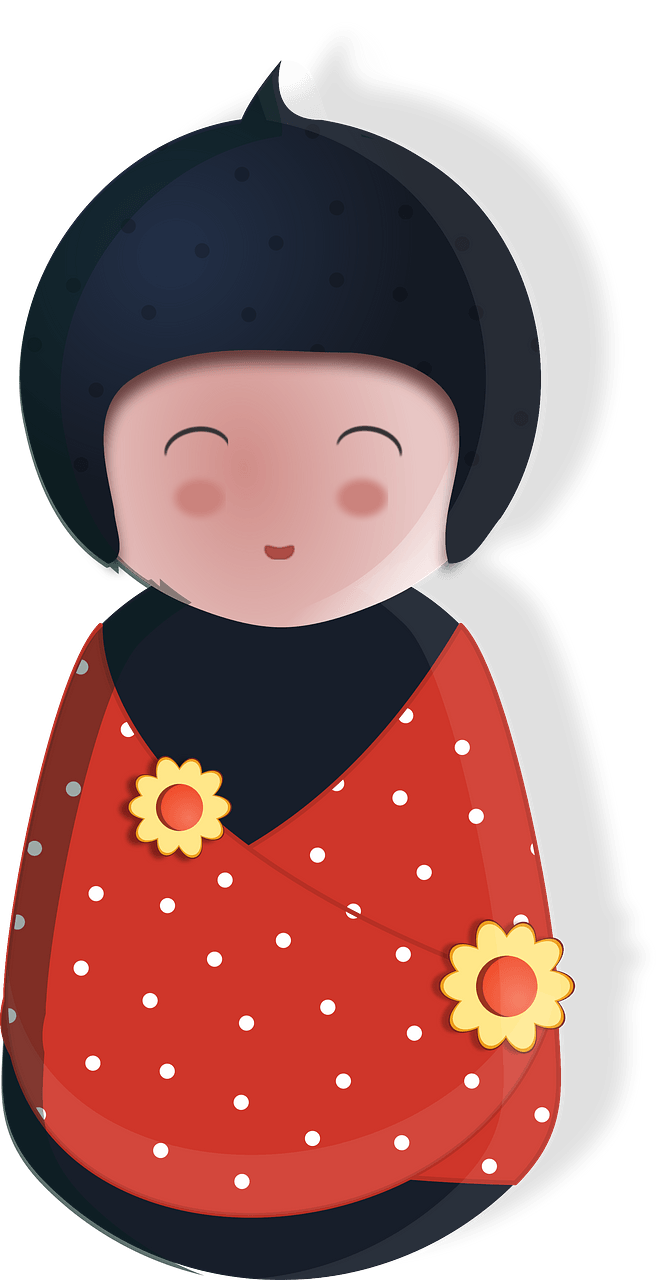 Japanses Doll Baby in a Red Wrap