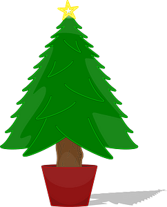 Glossy Christmas Tree in a Brown Pot