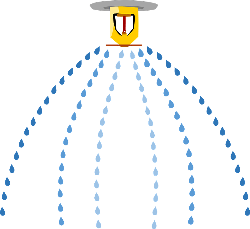 Fire Supression Sprinkler with Water Flowing