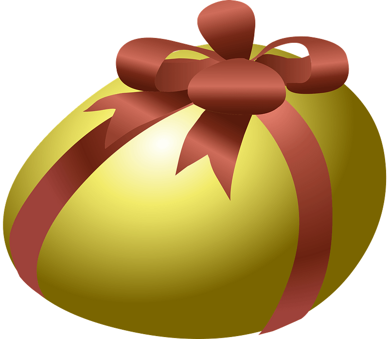 Egg Hunt Egg - Yellow with a Red Ribbon