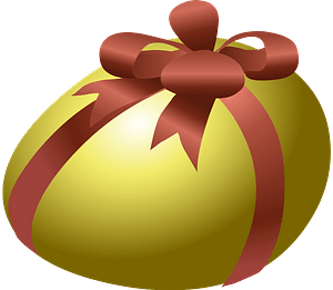 Egg Hunt Egg - Yellow with a Red Ribbon