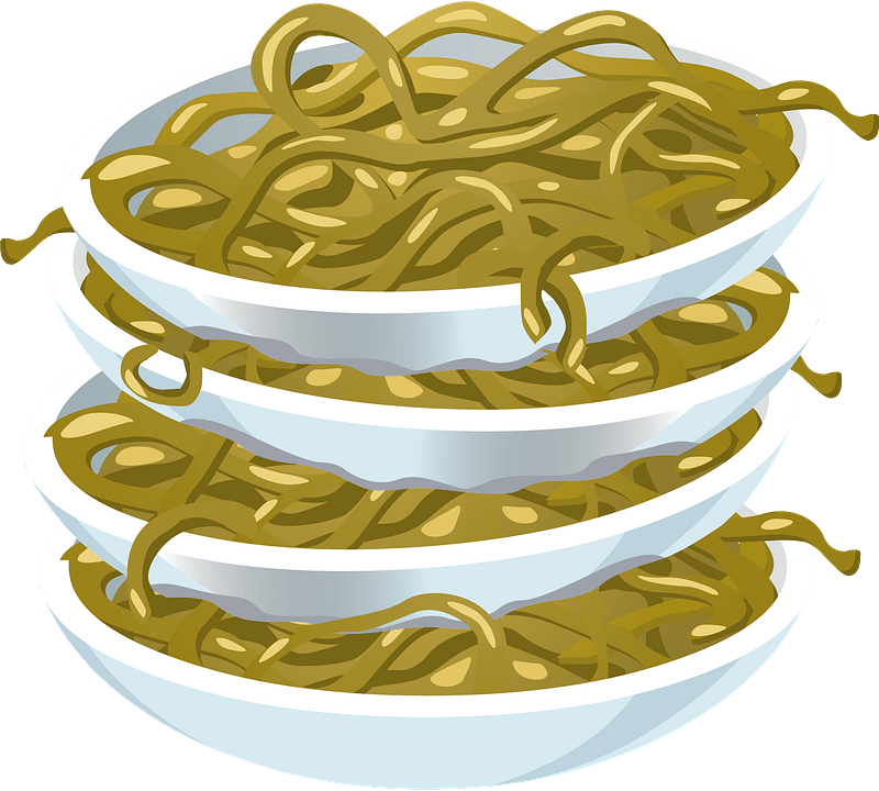 Fried Noodles in Dishes Stacked Up