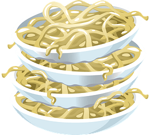 Plain Noodles in Bowls Stacked Up