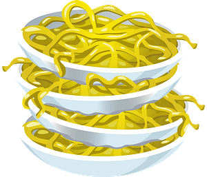 Tangy Noodles in Bowls Stacked Up