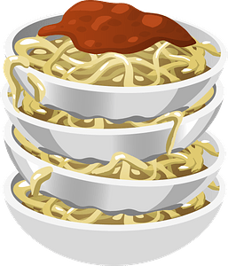 Tasty Pasta in Bowls Stacked Up