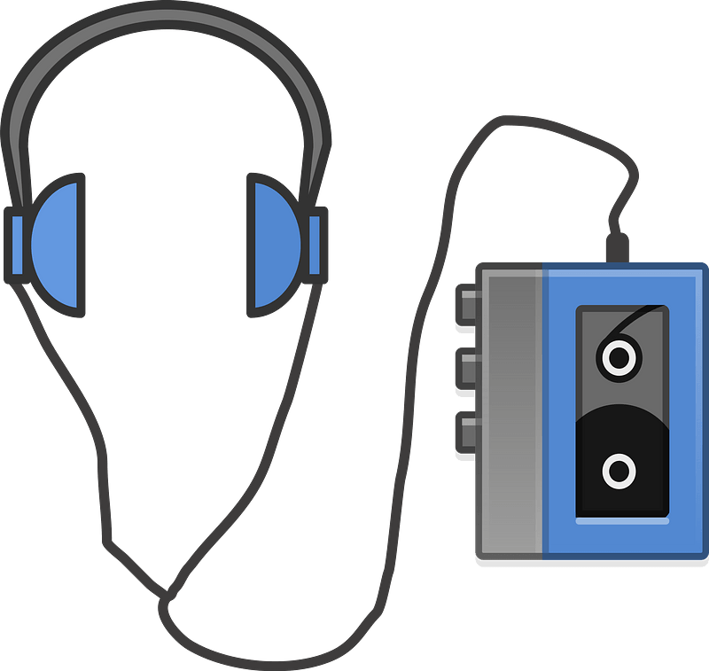 Headphones and Cassette Tape Player