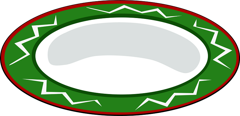Plate, Green with Red Trim