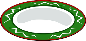 Plate, Green with Red Trim