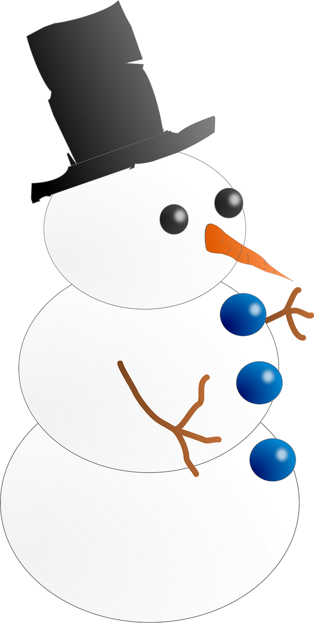 Snow-Man in a Top Hat and Big Blue Buttons