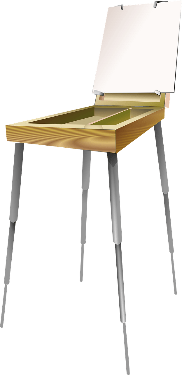 Painter'S Box, Easel, and Canvas