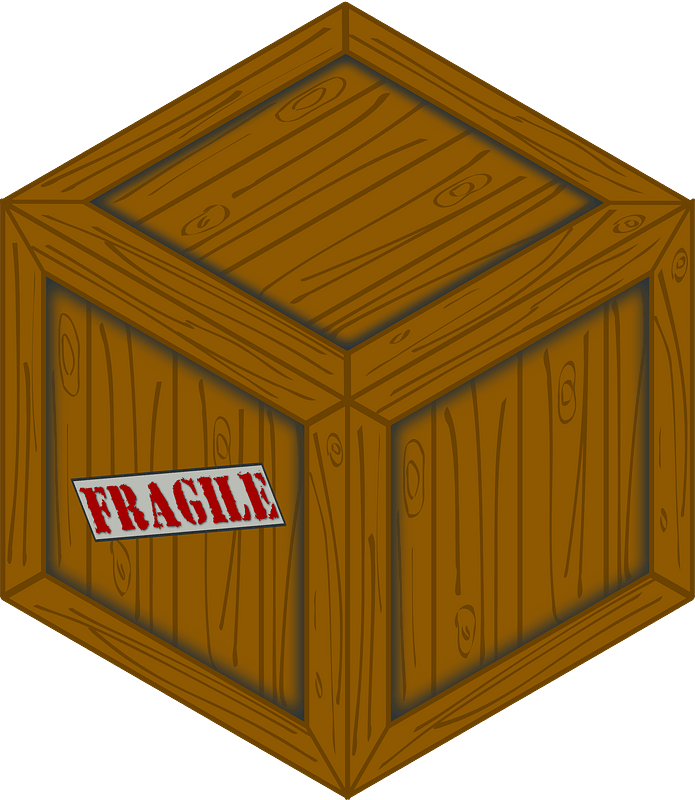 Isometric Wooden Crate with Fragile