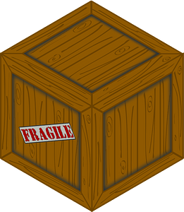 Isometric Wooden Crate with Fragile