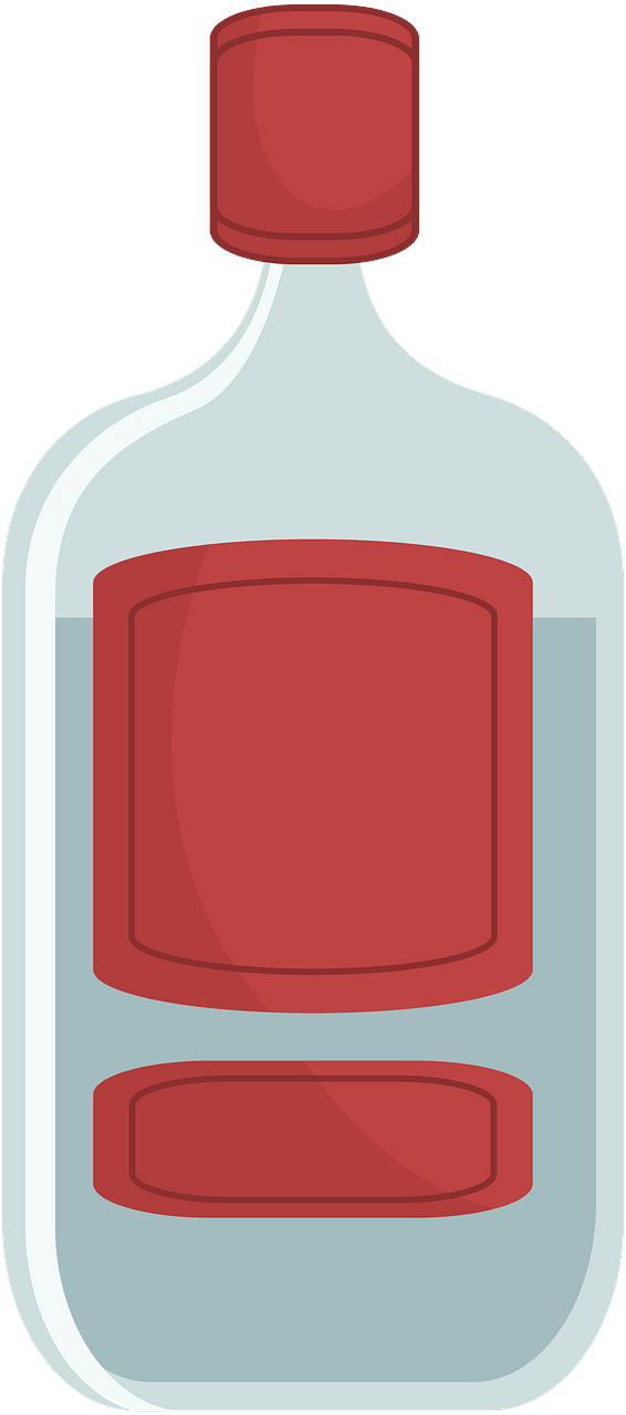 Bottle with a Red Lid and Label