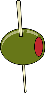 Green Olive Stuffed with Pimiento on a Toothpick