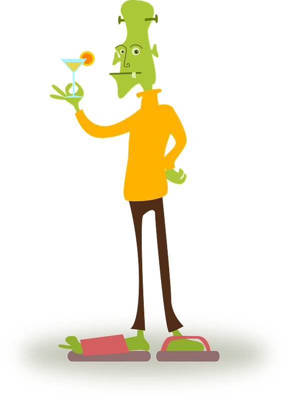 Fashionable Ghoul Having a Cocktail