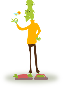 Fashionable Ghoul Having a Cocktail