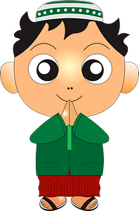 Boy wearing a Muslim headpiece