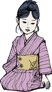 Lady in a Pink Kimono