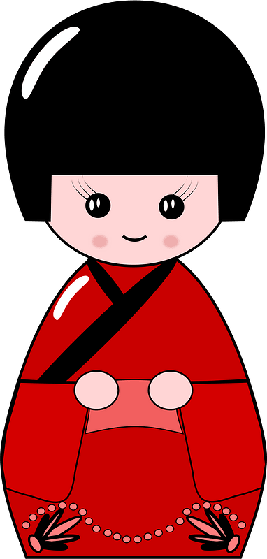 Japanese Doll in a Red Dress