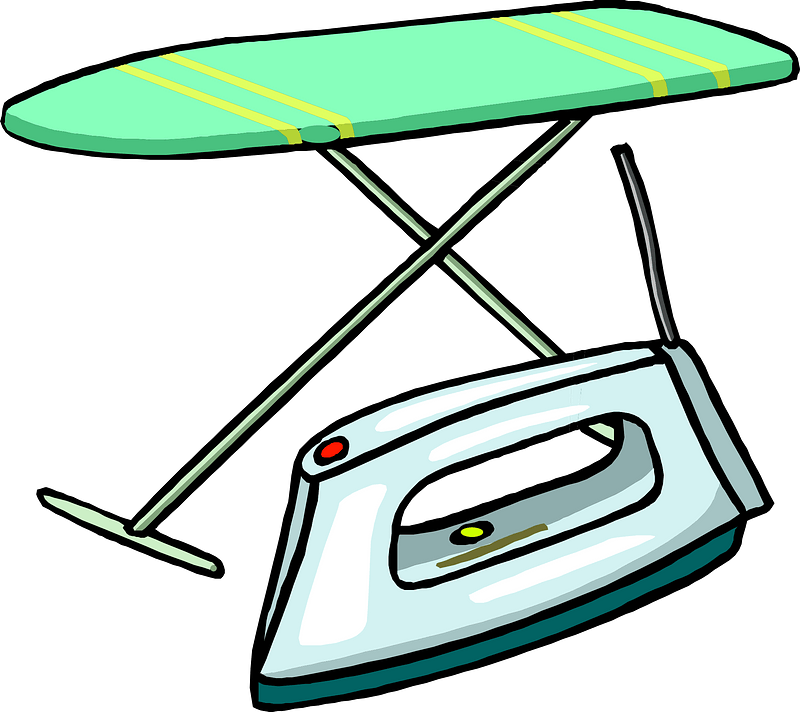 Green Ironing Board and Iron