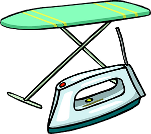 Green Ironing Board and Iron