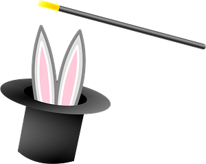 Black Top Hat with a Rabbit and Magic Wand