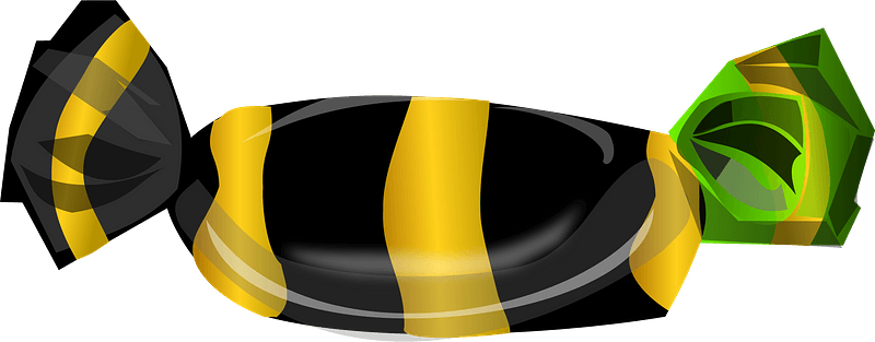 Oval Hard Candy in Black and Yellow Wrapper