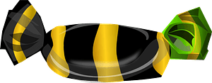 Oval Hard Candy in Black and Yellow Wrapper