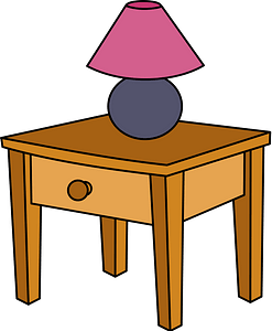 End Table with a Pink and Purple Lamp