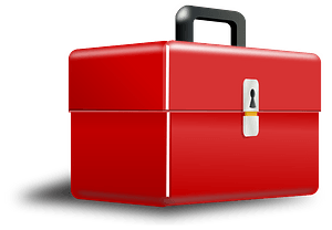 Red Metal Toolbox in Perspective View