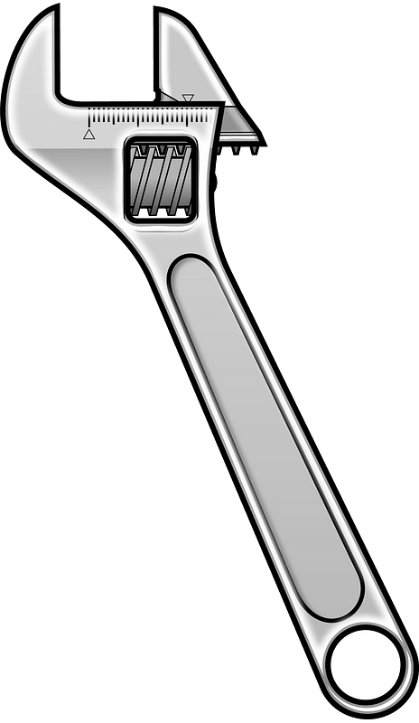 Black and White Adjustable Wrench