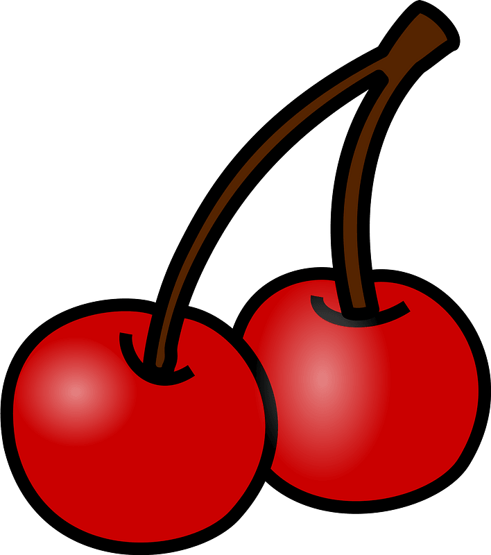 Two Cherries with Stems