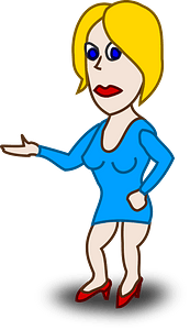 Blonde Woman in a Blue Dress