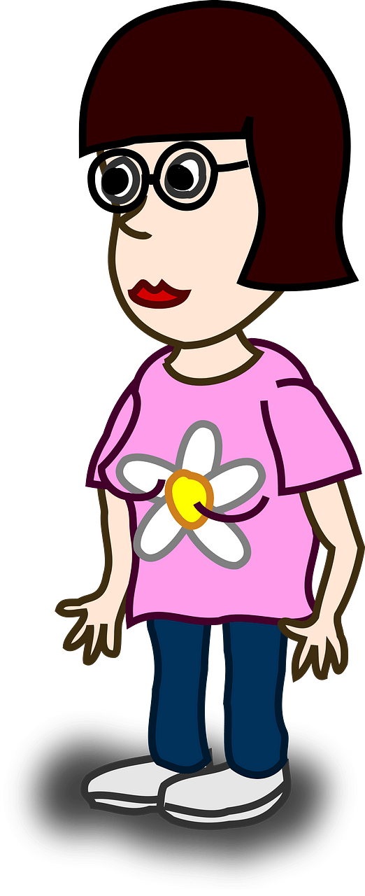 Girl with Glasses and a Flower Shirt