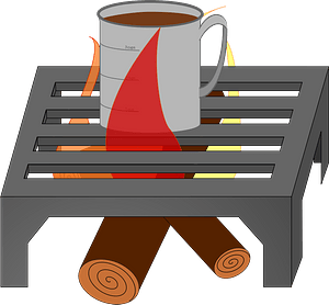 Coffee Cup over Fire Grate