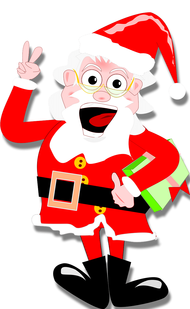Crazy Santa Claus giving Peace Sign