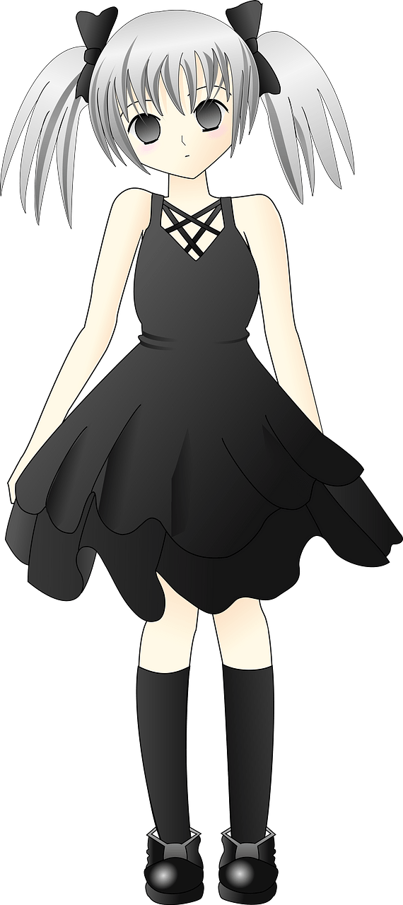 Silver-haired Girl in a Black Dress