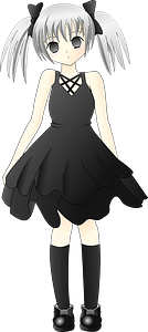 Silver-haired Girl in a Black Dress