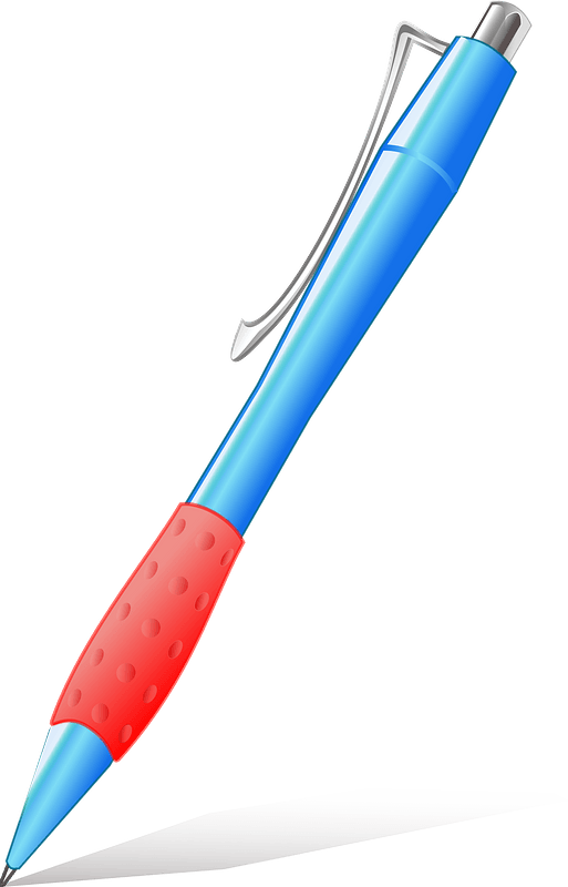 Blue Ink Pen with a Red Grip