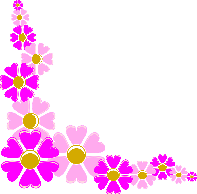 Pink Flower Corner Border