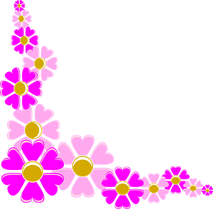Pink Flower Corner Border