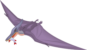 Pterodactyl flying with fish in his beak