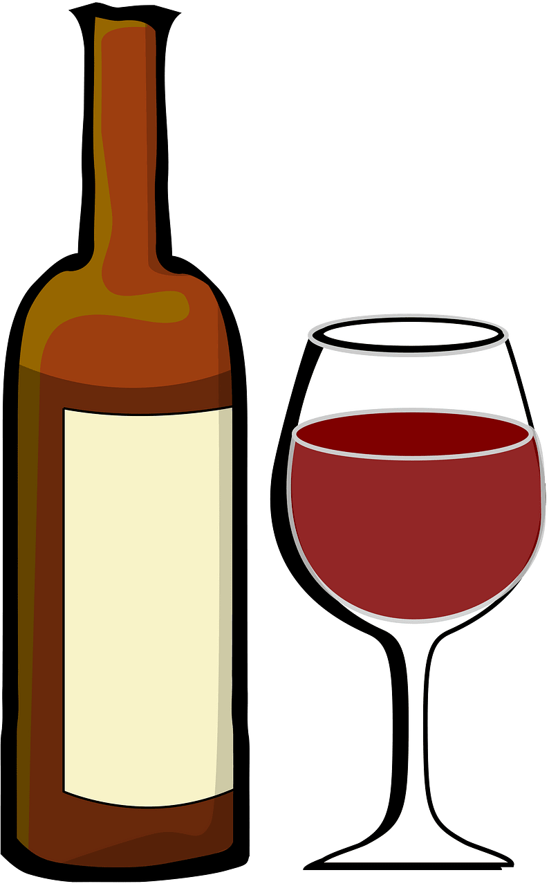 Wine-bottle and glass