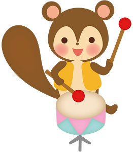 Cute beaver playing drum
