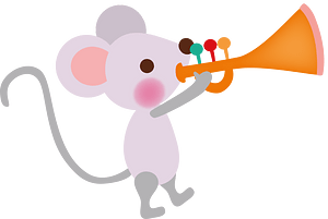 Cute mouse playing a trump