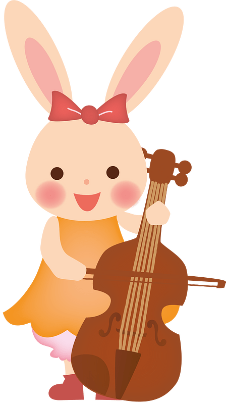 Cute rabbit with cello