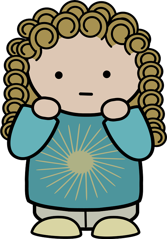 Curly haired girl worried