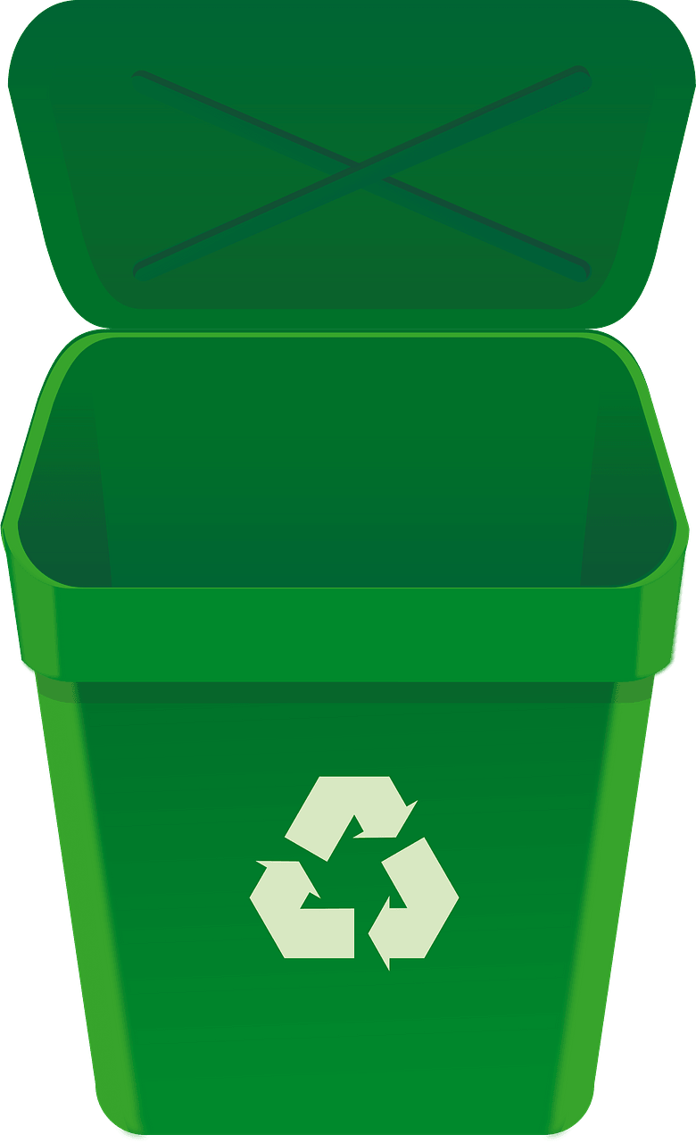 Empty Green Recycle Can with Open Lid