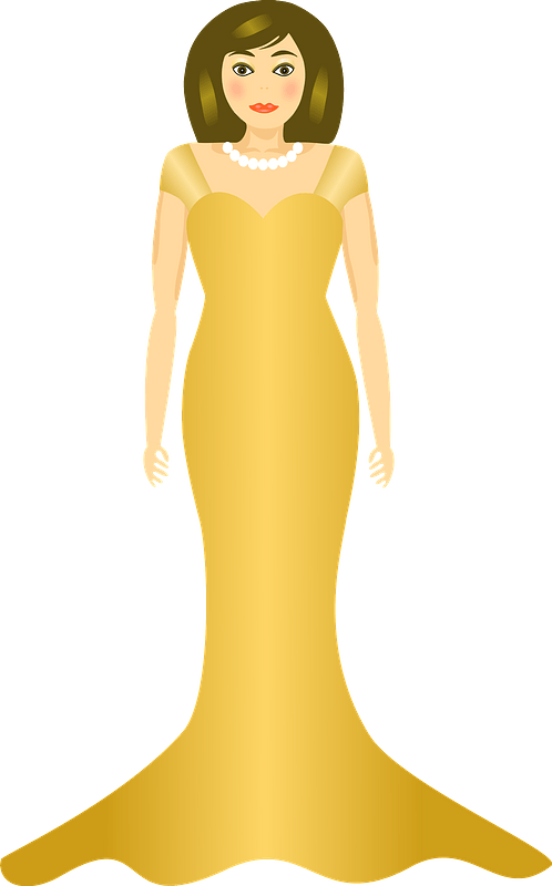 Model in Gold Evening Gown