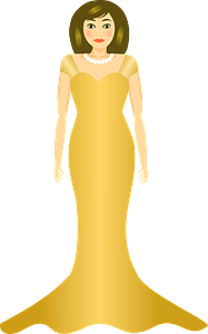 Model in Gold Evening Gown